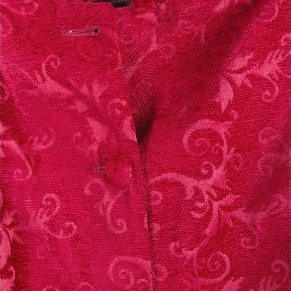 Croft & Barrow Deep Red Embroidered Tapestry Collared Button Front Jacket - Picture 6 of 16